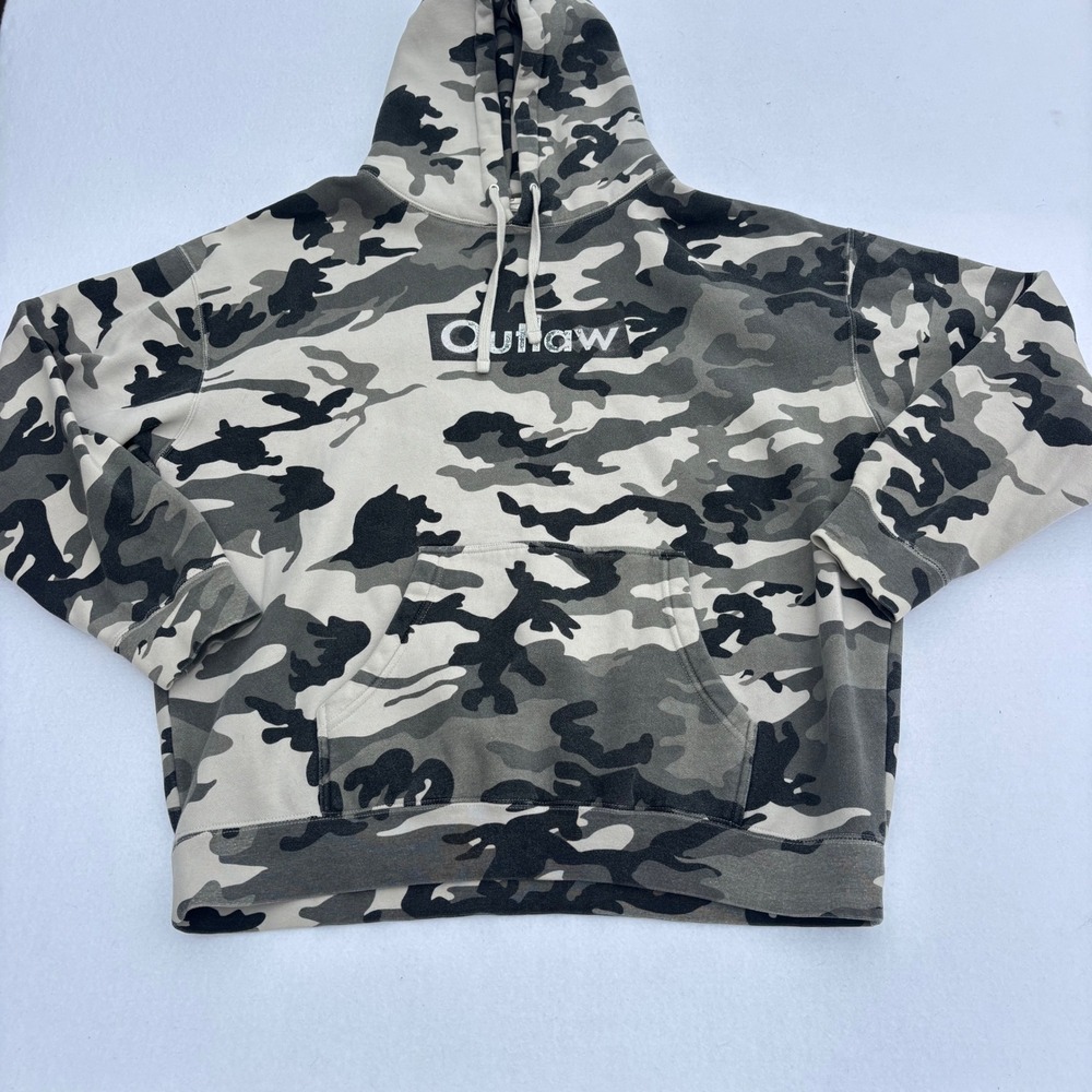 Independent Trading Co Mens XL Camo Outlaw Box Logo Hoodie Gray Camouflage